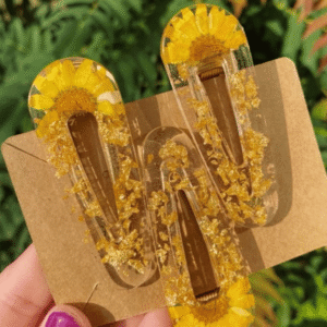 Handmade Botanical Resin Hair Clips