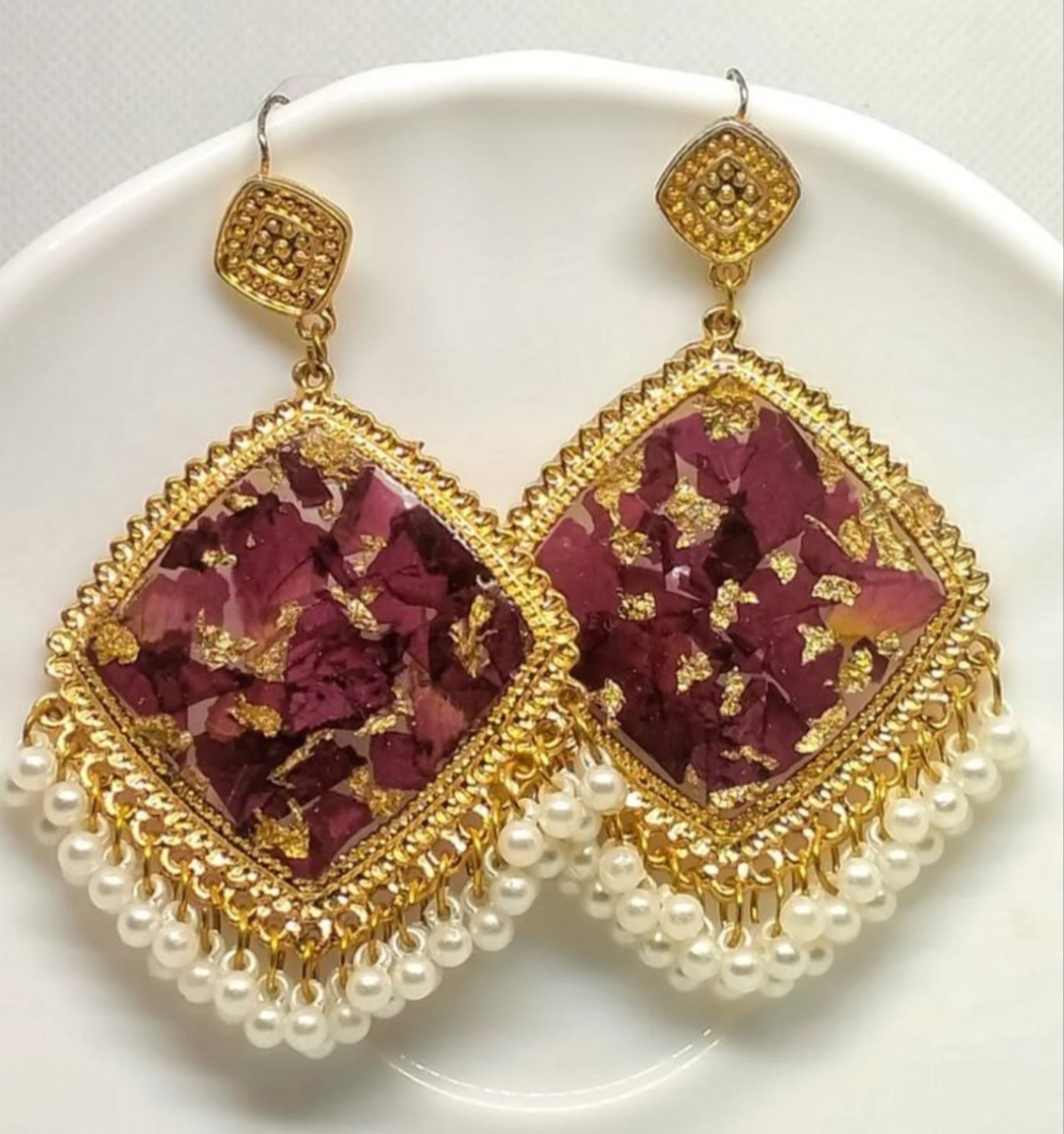 Resin floral jhumkas